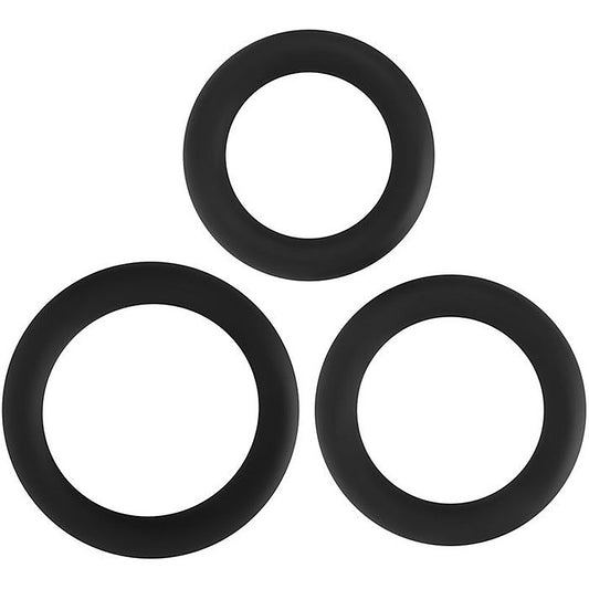 3 Sizes Silicone Penis Rings Set Black by Adam & Eve