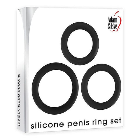 3 Sizes Silicone Penis Rings Set Black by Adam & Eve
