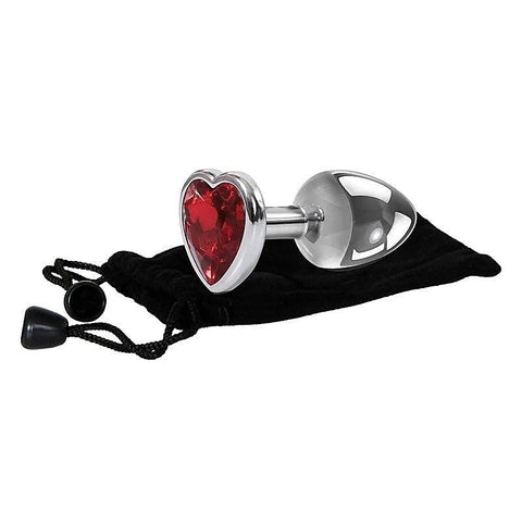 Metallic Gen Butt Plug with Heart Gem Base by Adam & Eve