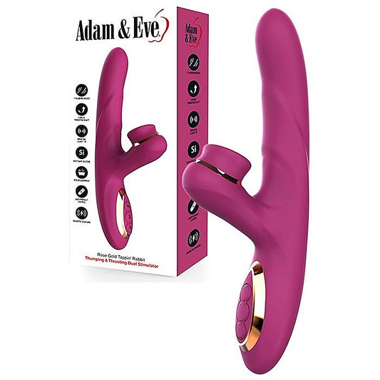 ROSE GOLD TAPPIN Thrusting Rabbit Vibrator by Adam & Eve