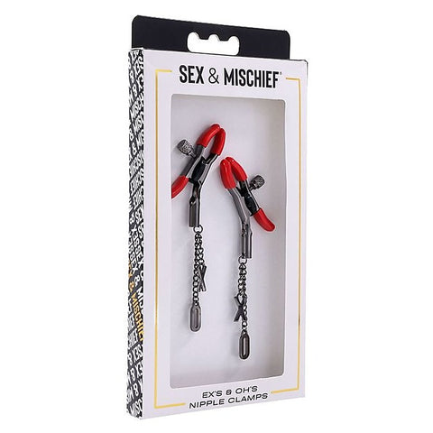 S&M Exs & Ohs Tipped Metal Nipple Clamps by Sportsheets