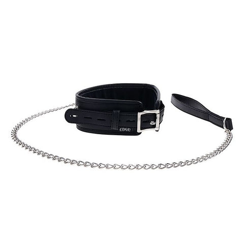 EDGE Black Neck Restraint with Metal Leash by Sportsheets