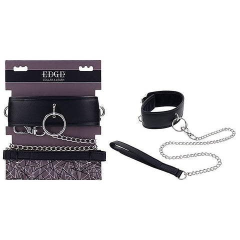 EDGE Black Neck Restraint with Metal Leash by Sportsheets