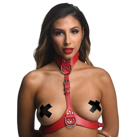 Female Chest Vegan Leather Harness by XR Brands