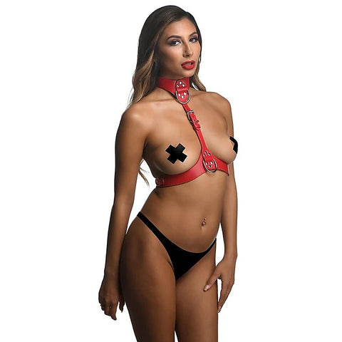 Female Chest Vegan Leather Harness by XR Brands