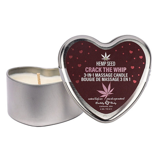 Hemp Seed 3 in 1 Massage Heart Candle 113g by Earthly Body