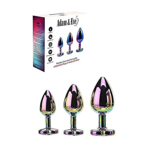 Rainbow Heart Shape Metal Anal Plug Set by Adam & Eve