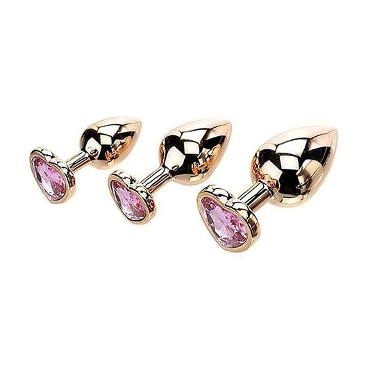 Rose Gold Heart Shape Metal Butt Plug Set by Adam & Eve