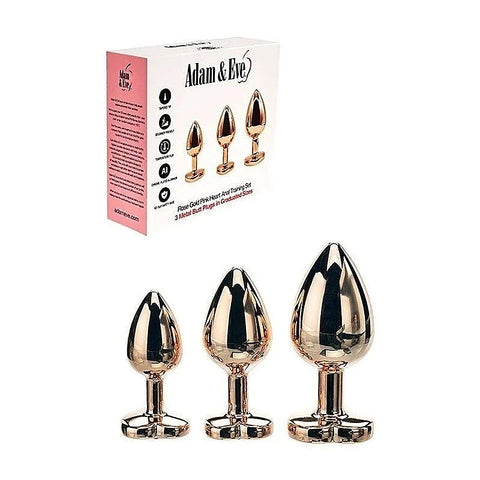 Rose Gold Heart Shape Metal Butt Plug Set by Adam & Eve