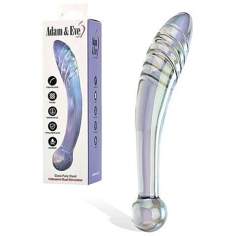 FAIRY WAND Ridged Glass Dildo by Adam & Eve
