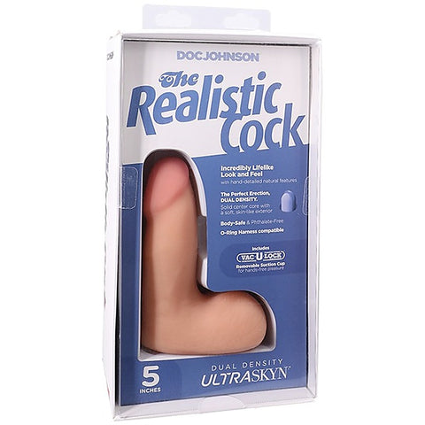 Vac-U-Lock Suction Cup 5 Inch Realistic Cock With Balls
