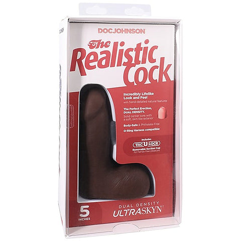 Vac-U-Lock Suction Cup 5 Inch Realistic Cock With Balls