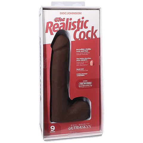 Vac-U-Lock Suction Cup 9 Inch Realistic Cock With Balls