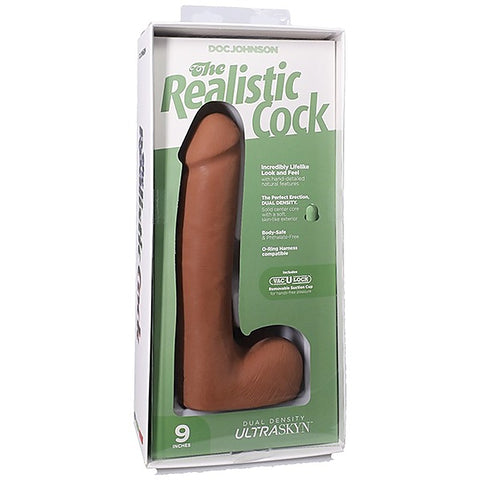 Vac-U-Lock Suction Cup 9 Inch Realistic Cock With Balls