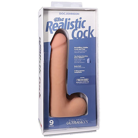 Vac-U-Lock Suction Cup 9 Inch Realistic Cock With Balls
