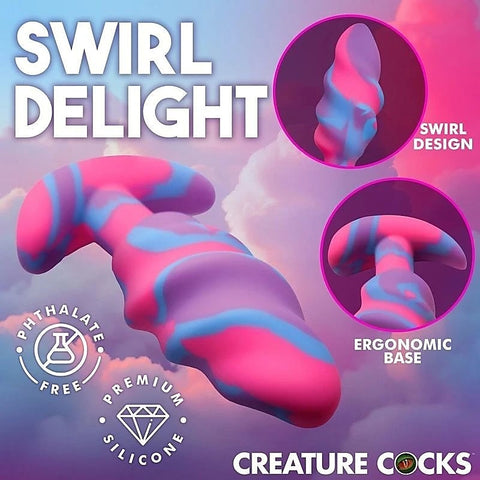 Unicorn Swirl Silicone Butt Plug by XR Brands