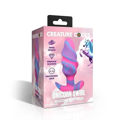 Unicorn Swirl Silicone Butt Plug by XR Brands