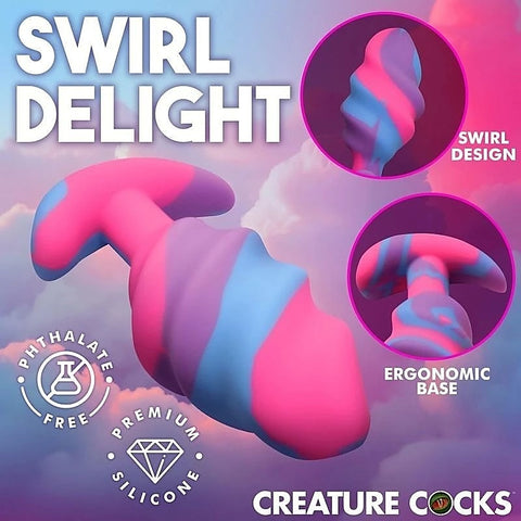 Unicorn Swirl Silicone Butt Plug by XR Brands