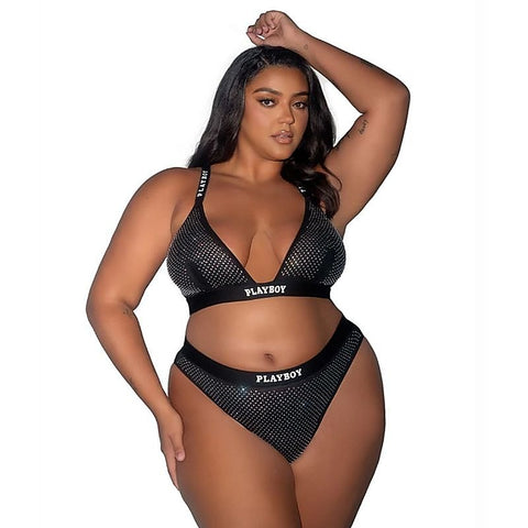 Disco Fever 2 Piece Bra and Panty Set by Playboy Lingerie