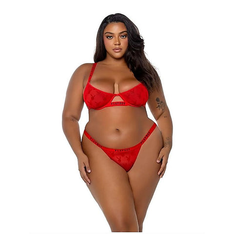 Playboy Rouge Bunny 2 Piece Bra and Panty Set
