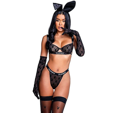 Playboy Noir 2 Piece Bra and Panty Set by Playboy Lingerie