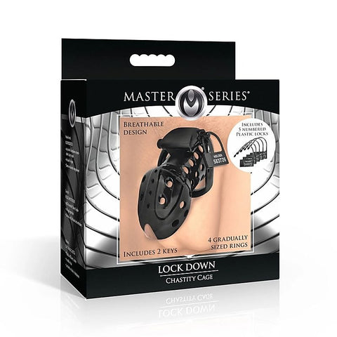 Master Series Lock Down Male Chastity Cage by XR Brands