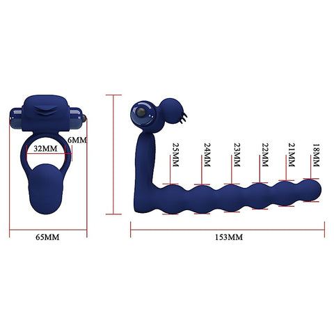 Ajmal Vibrating Men's Cock Ring Navy Blue by Baile