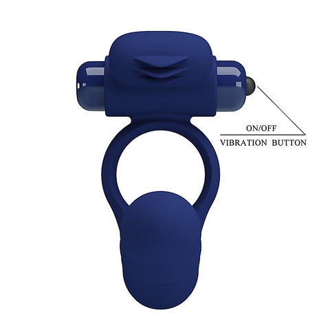 Ajmal Vibrating Men's Cock Ring Navy Blue by Baile