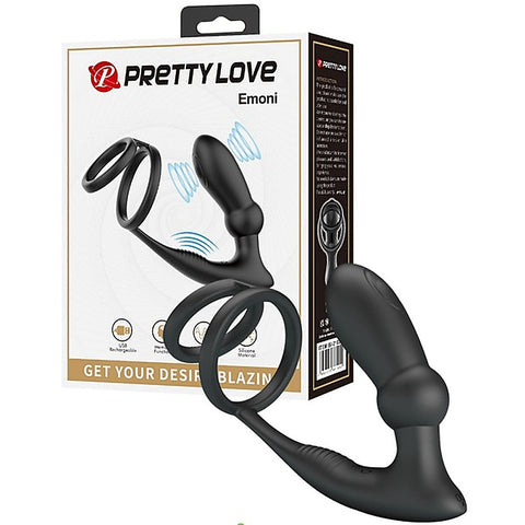 Emoni Vibrating Cock Ring With Butt Plug by Baile