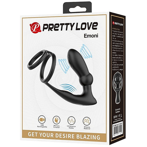 Emoni Vibrating Cock Ring With Butt Plug by Baile