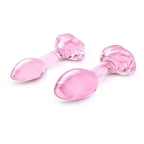Pink Roses Glass Anal Plug Training Set by B-Vibe