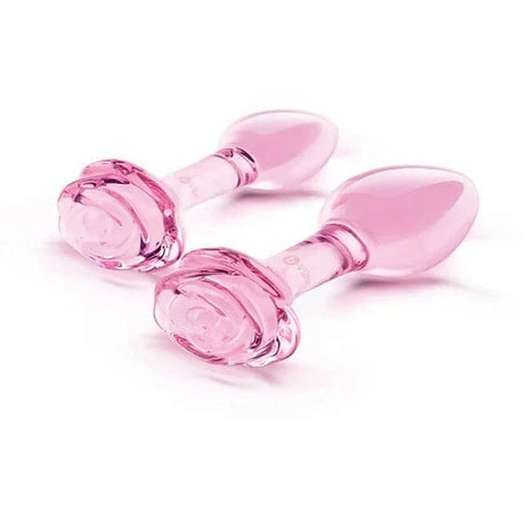 Pink Roses Glass Anal Plug Training Set by B-Vibe