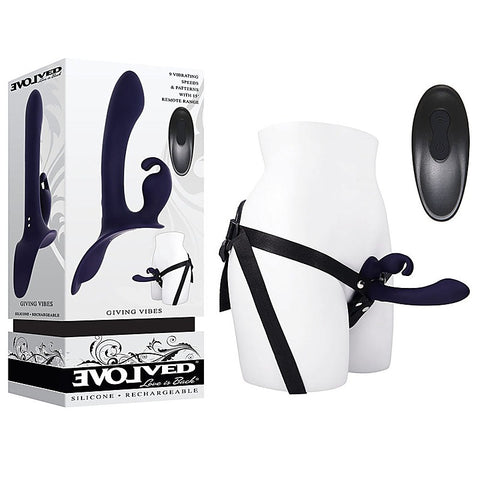 Giving Vibes Rechargeable Vibrating Strap-On by Evolved