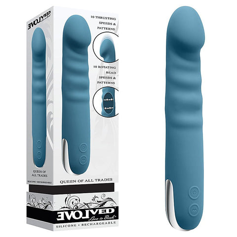 QUEEN OF ALL TRADES Thrusting Dildo Vibrator by Evolved