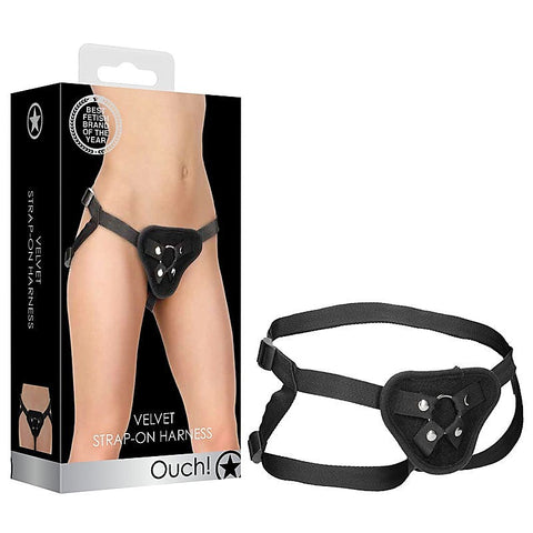 OUCH! Velvet & Velcro Strap On Harness by Shots Toys