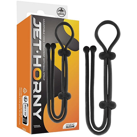 Jet Horny Adjustable Cock Ring with Ball Strap