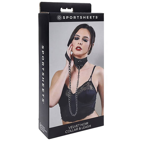 Velvet Noir Bondage Collar and Leash by Sportsheets