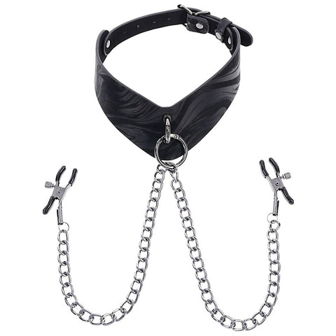 Velvet Noir Collar and Removable Clamps by Sportsheets