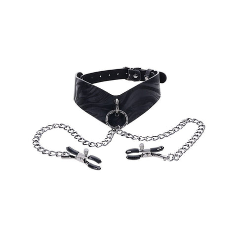 Velvet Noir Collar and Removable Clamps by Sportsheets