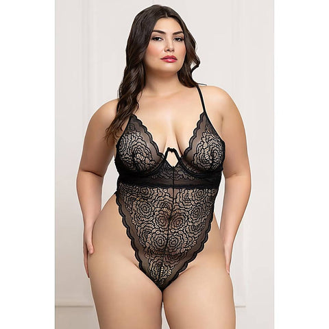 Floral Lace Womens Teddy by Seven 'til Midnight