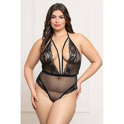 Fence Mesh and Lace Teddy by Seven 'til Midnight