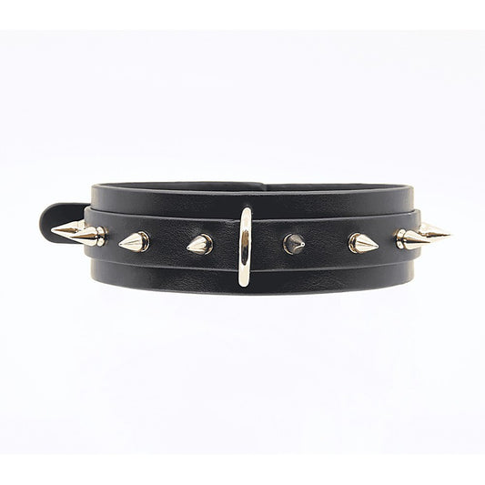 Spiked Faux Leather Bondage Collar by Love In Leather