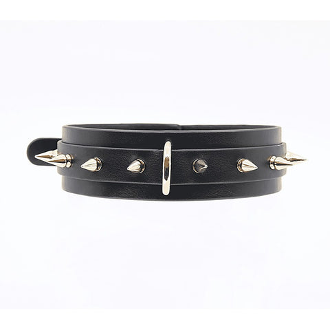 Spiked Faux Leather Bondage Collar by Love In Leather