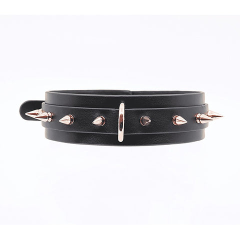 Spiked Faux Leather Bondage Collar by Love In Leather