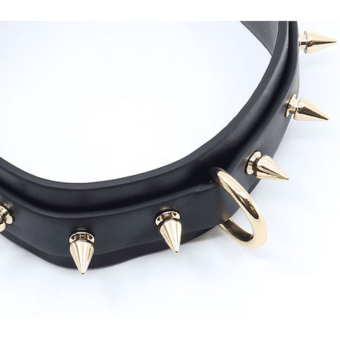 Spiked Faux Leather Bondage Collar by Love In Leather