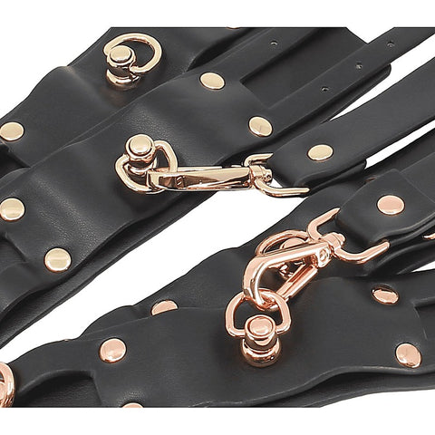 Double Straps Bondage Cuffs by Love In Leather