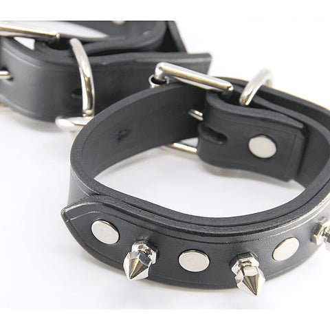 Spiked Leather Ankle Restraints by Love In Leather