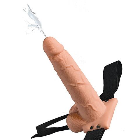 Fetish Fantasy 7.5 Inch Hollow Squirting Strap-On with Balls