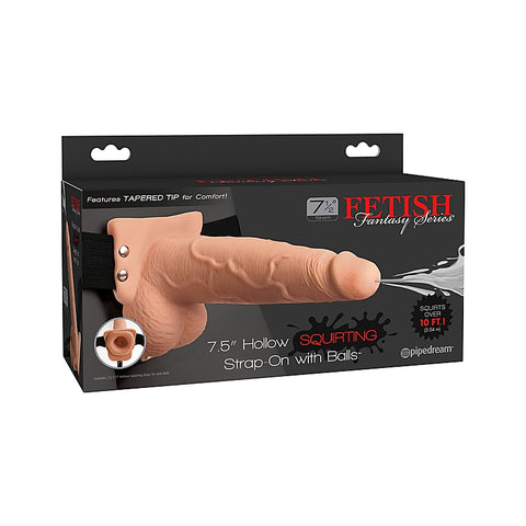 Fetish Fantasy 7.5 Inch Hollow Squirting Strap-On with Balls