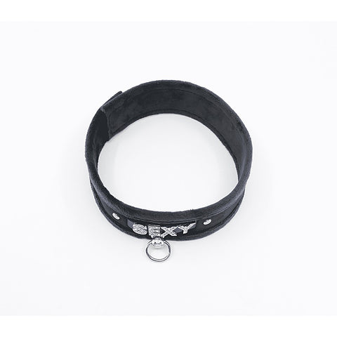 Diamante Sexy Fluffy Bondage Collar by Love In Leather